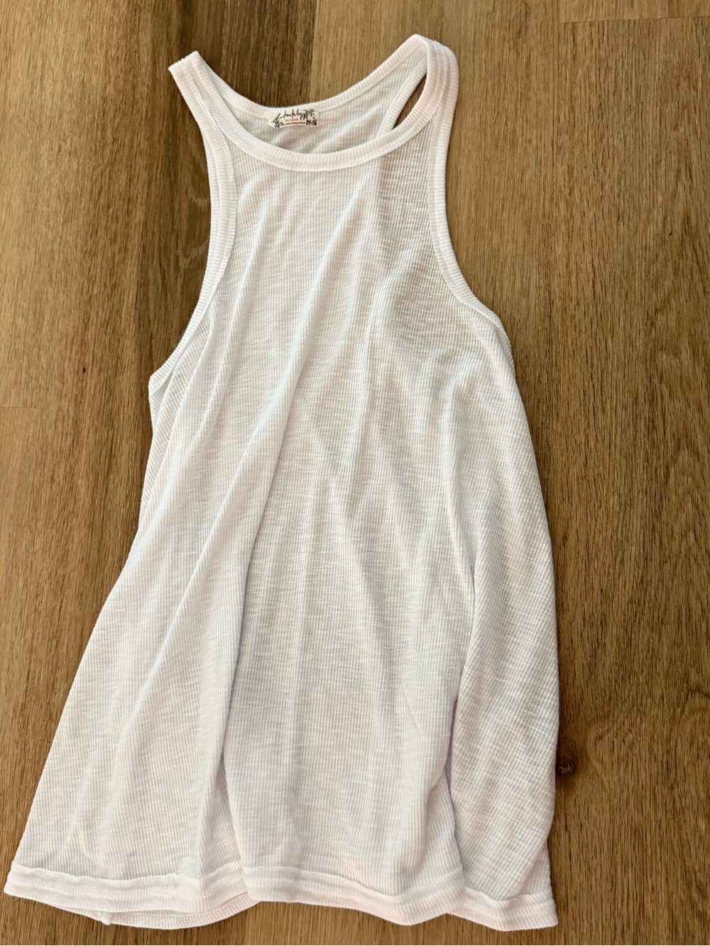 Free People White Ribbed Racerback Tank